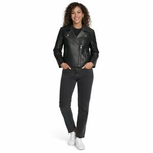 Levi's Womens Moto Jacket Size Small Black Faux Leather Biker Goth Street Style